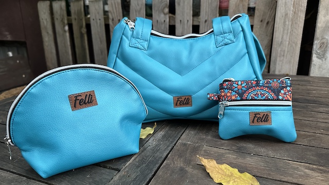 Női kézitáska szett türkiz